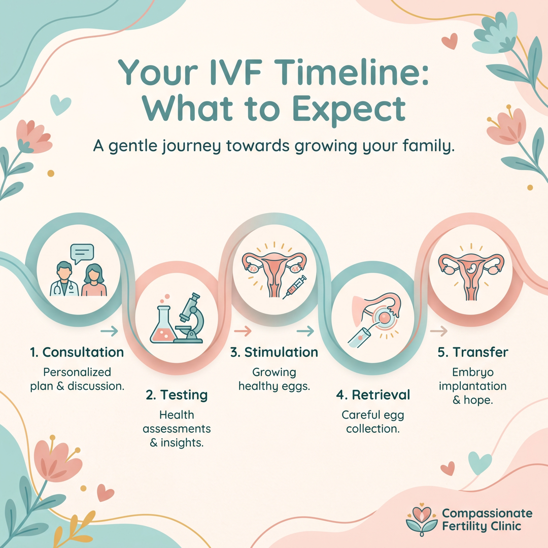 Sample infographic — Your IVF Timeline, Step by Step